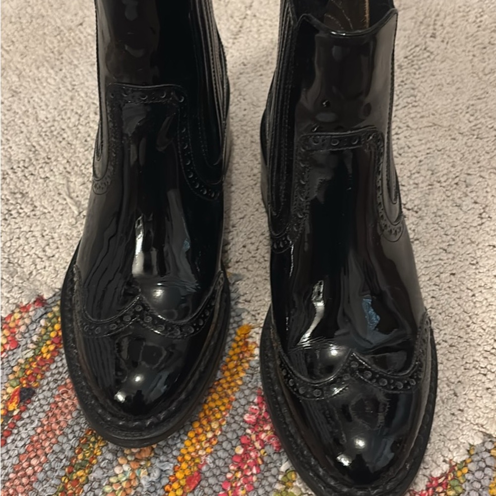 Women's Black Patent Leather Ankle Boots